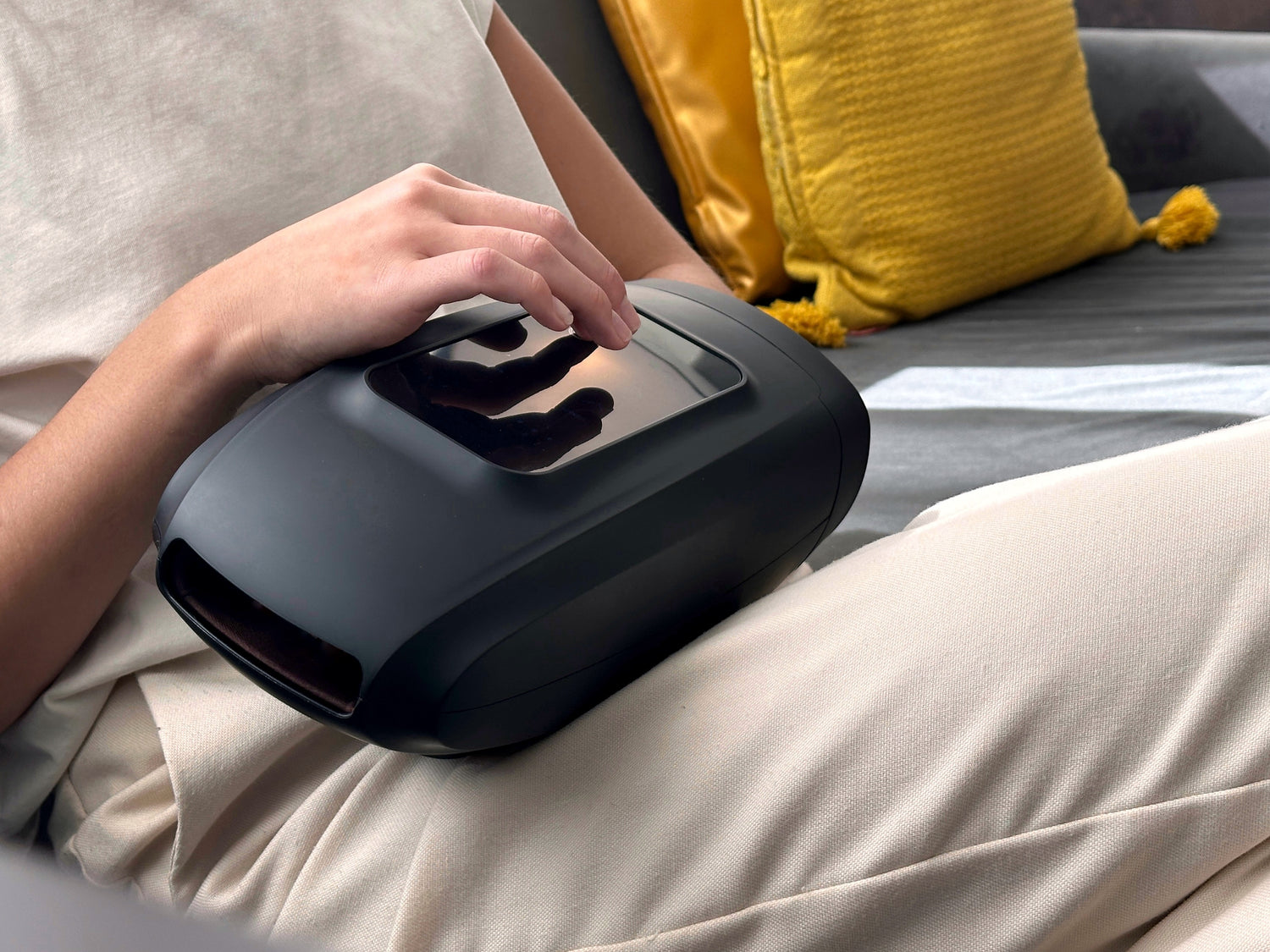 OVAWI Hand Massager for carpal tunnel in use